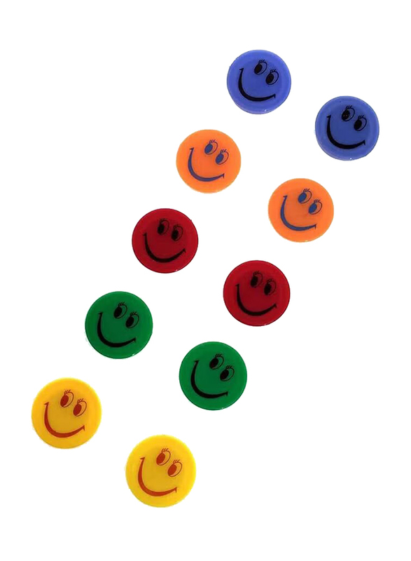 Smiley Magnetic Button for Whiteboards, 10 Piece, Multicolour