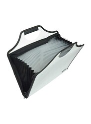 FIS Expanding Files with Handle 13 Pockets, A4 Size, White/Black