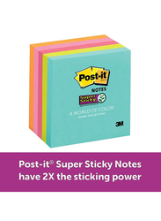 3M Post-It Miami Collection Super Sticky Notes, 76.2 x 76.2mm, 5 x 90 Sheets, Multicolour