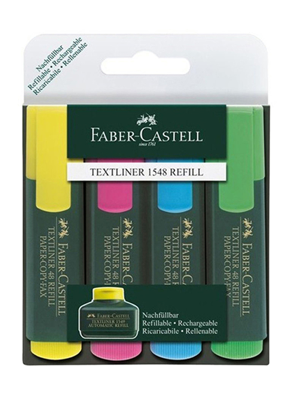 Faber-Castell 1548 Textliner Highlighters Set, 4 Pieces, Multicolour