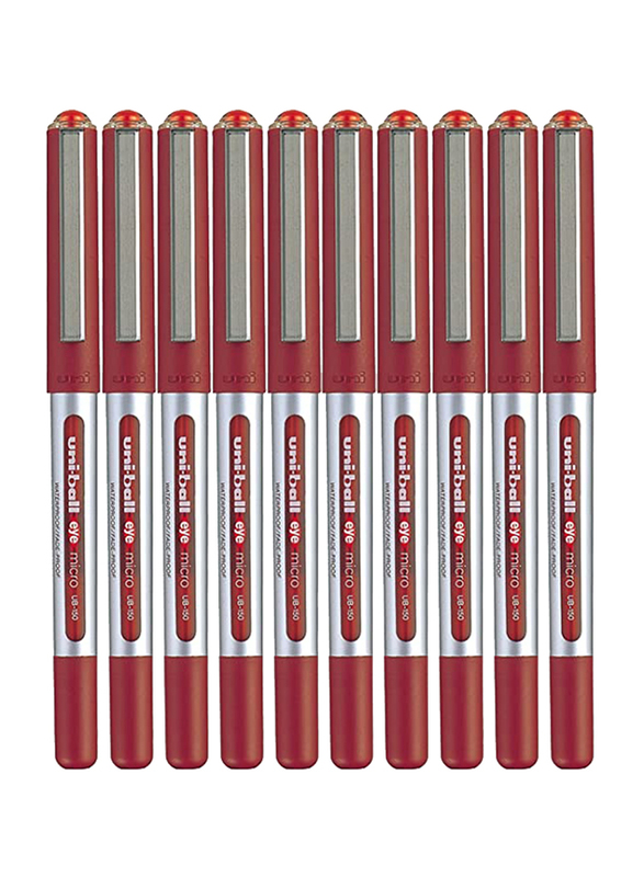 Uniball 10-Piece Eye Micro Rollerball Gel Ink Pen Set, 0.5mm, UB-150, Red