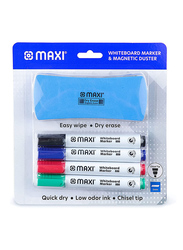 Maxi 4 Piece Whiteboard Marker with Duster In A Blister Card, Multicolour