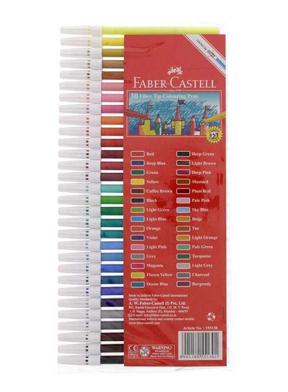 فابر كاستل مجموعة أقلام تلوين برأس فايبر، 30 قطعة، متعدد الألوان