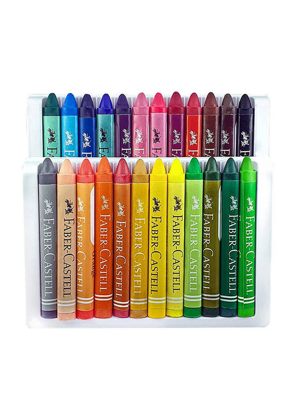 Faber-Castell Wax Triangle Crayon Set, 24 Piece, Multicolour