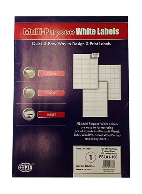 

Generic Multipurpose A4 Labels Set, 100 Piece, White