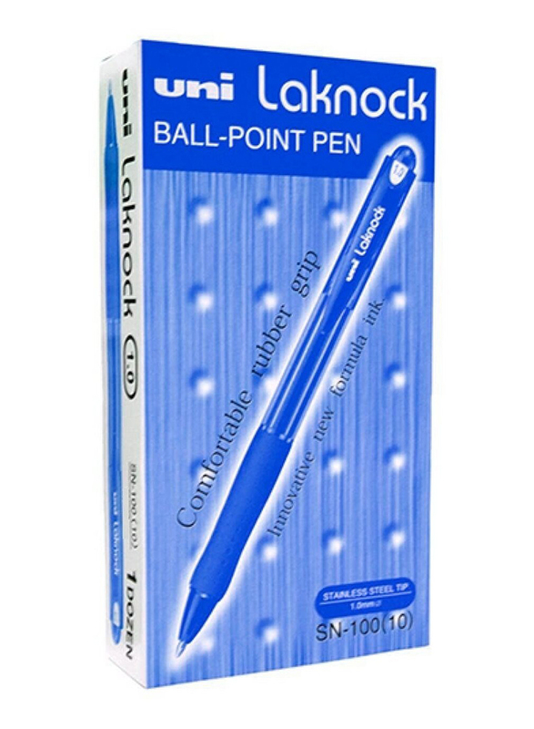 Uniball 12-Piece Laknock Medium Retractable Ballpoint Pen Set, Blue