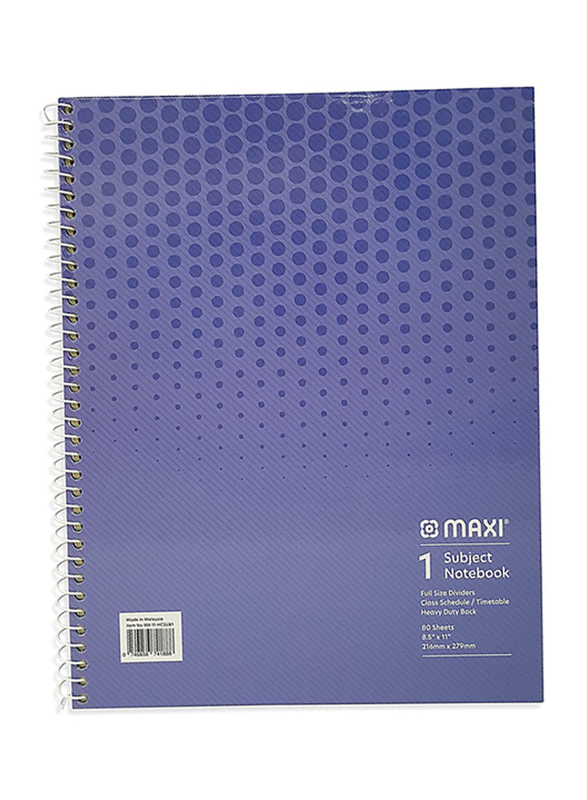Spiral Hard Cover Maxi 1 Subject Notebook, 21.59 x 27.94cm, 80 Sheets, 70GSM, A4 Size, Multicolour