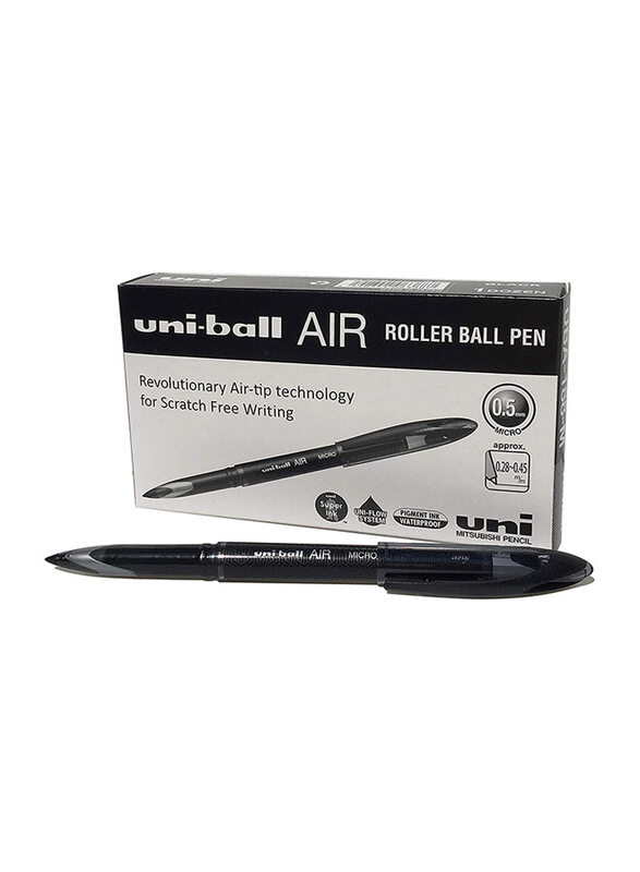 Uniball 12-Piece Air Micro Rollerball Pen, 0.5mm, Black