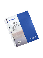 Maxi Spiral Polypropylene 3 Subject Notebook, 9.5 x 7inch, 120 Sheets, Assorted