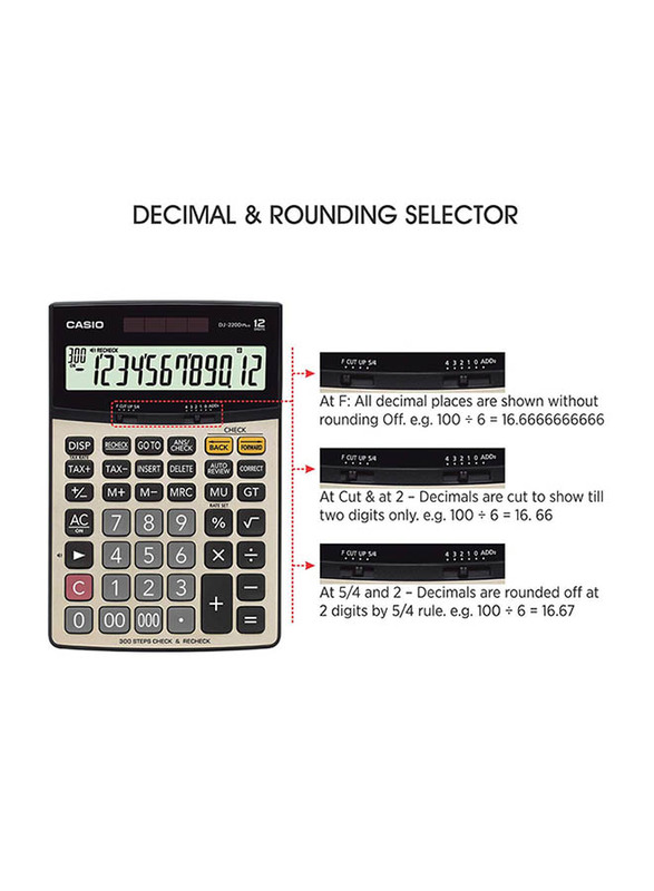 Casio DJ-220D Plus 12-Digit Plus Desktop Calculator, Silver/Black