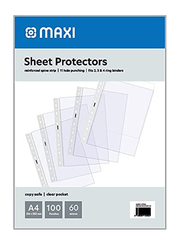 Maxi Sheet Protector, A4 Size, 60 Micron, 100 Pieces, Clear