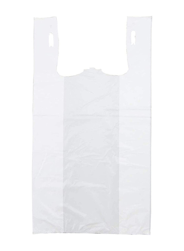Plastic Disposable Grocery Shopping Bags, 1Kg, 45 x 50cm, White