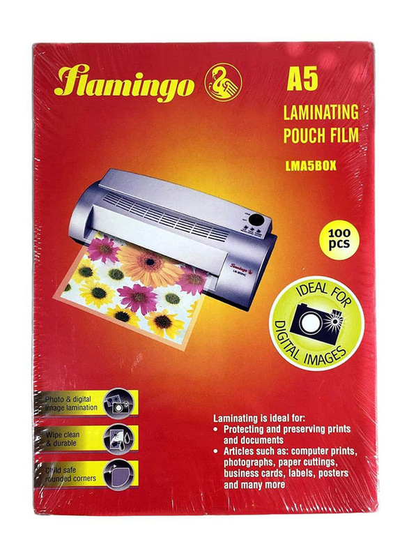 Flamingo A5 Laminating Pouch Film, 100 Sheets, Clear