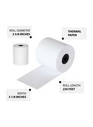 FHS Retail Guaranteed Length Thermal Receipt Paper Rolls, 3 1/8" x 230', 50 Pieces, White