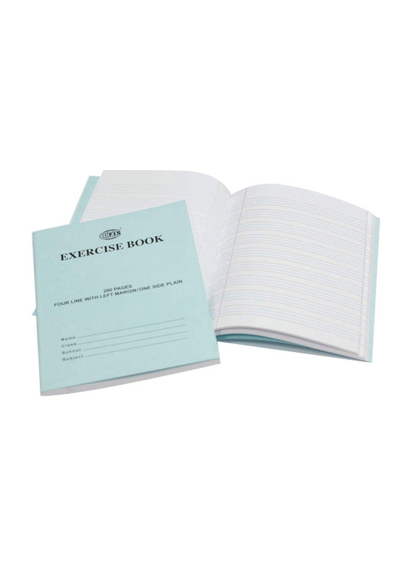 FIS Left Margin One Side Plain Exercise Book, 4 Lines, 100 Sheets, White