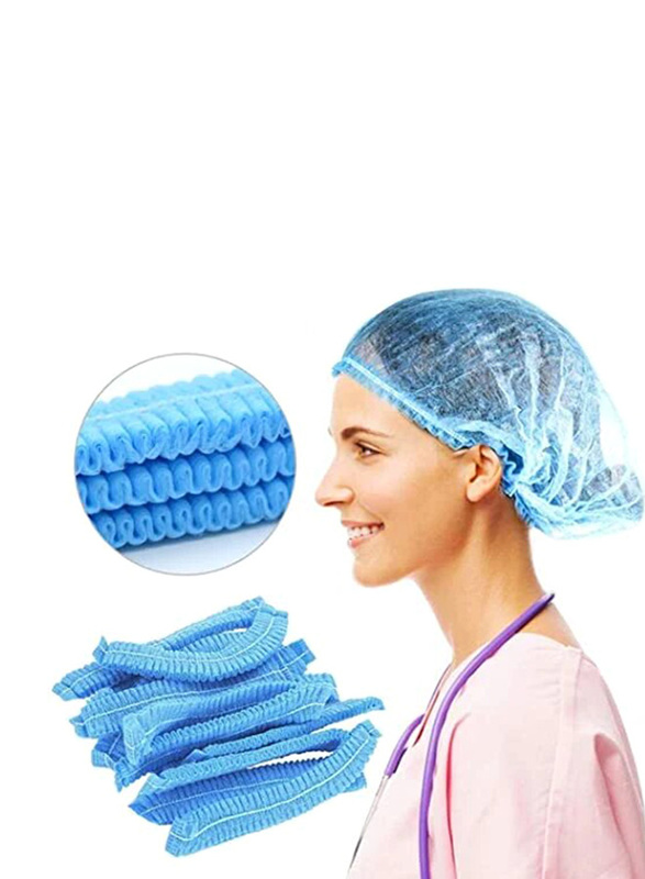 Disposable Headnet Cap, Blue, 100 Pieces