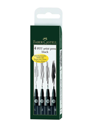 Faber-Castell 4-Piece Pitt Artist Pen Set, Black