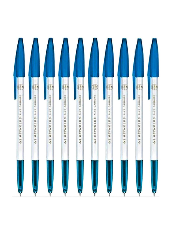 Reynolds 10-Piece 045 Fine Carbure Ballpoint Pen Set, Blue