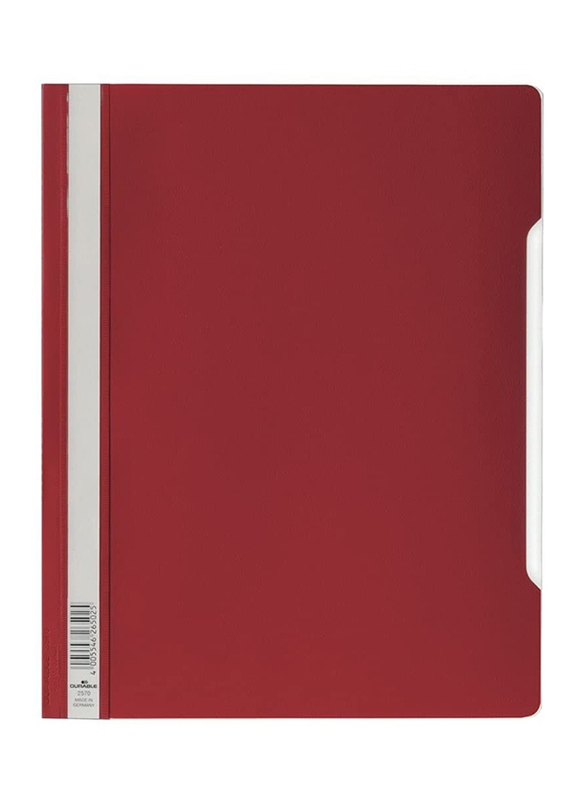 Durable Clear View Folder with Index Strip Extra Wide, Red