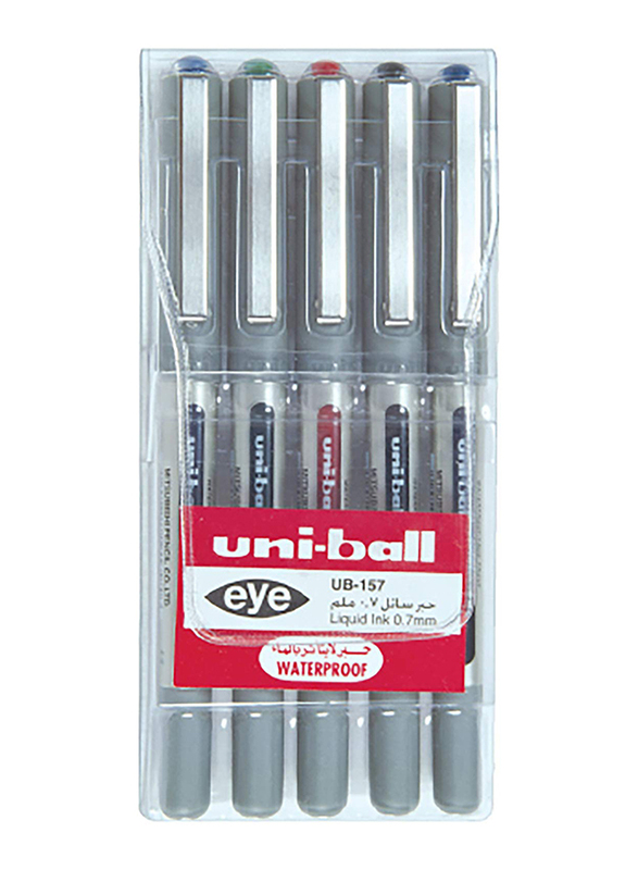 Uniball 5-Piece Eye Pen, 0.7mm, Multicolour