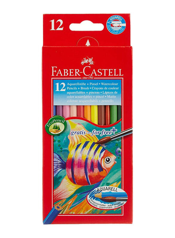 

Faber-Castell Watercolour Painting Pencil Set with Brush, 12 Pieces, Multicolour
