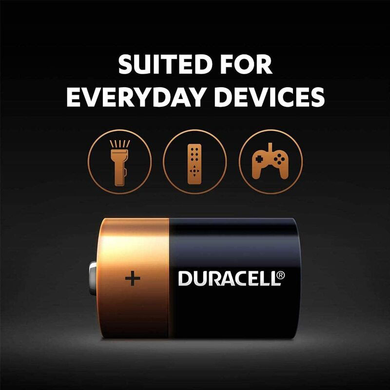 Duracell D2D Alkaline Batteries, 2 Pieces, Brown/Black