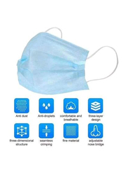Though56 Disposable Three Layer Face Mask, Blue, 50 Pieces