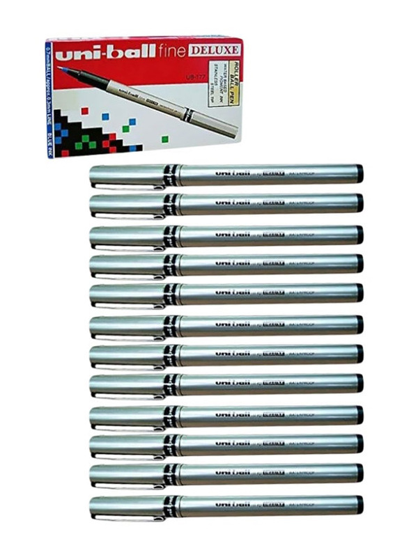 Uniball 12-Piece Fine Deluxe Rollerball Pen, UB177, Black