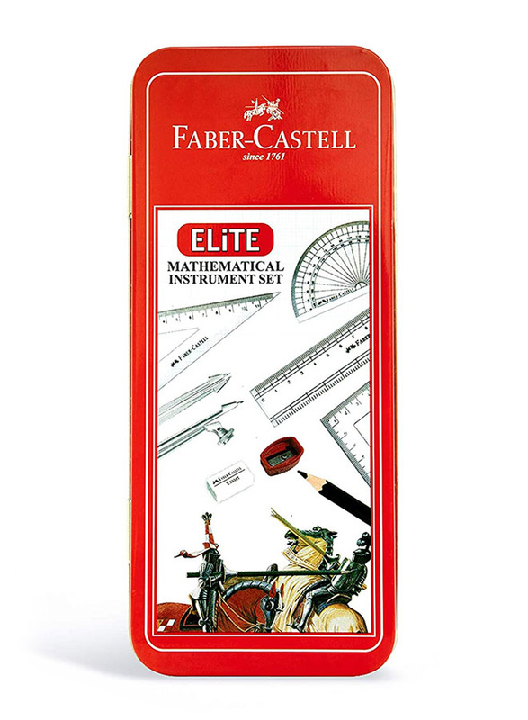 Faber-Castell 9-Piece Elite Mathematical Instrument Set, Red/White