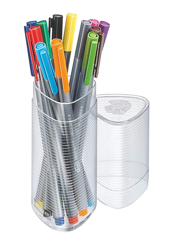 Staedtler Triplus Fineliner Colored Pen Set, 12 Pieces, Chrome