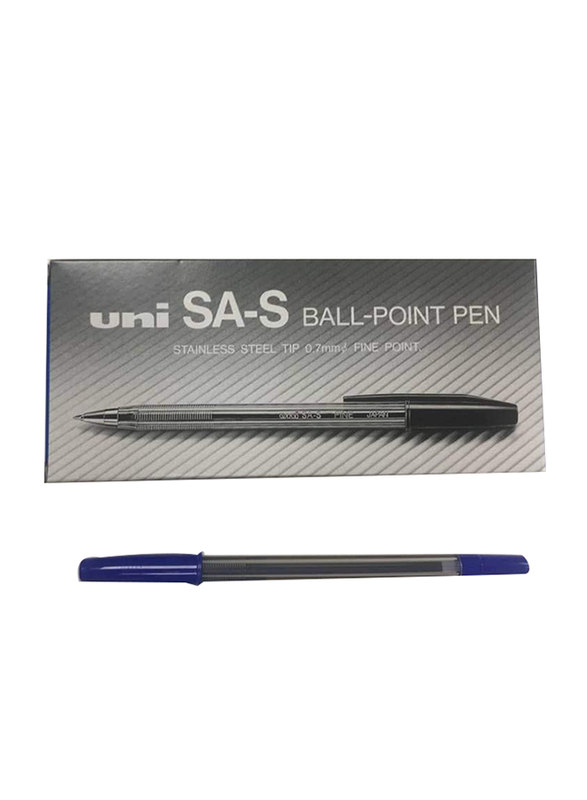 يوني بول مجموعة أقلام حبر جاف SA-S رفيع من 12 قطعة، 0.7 ملم، أزرق