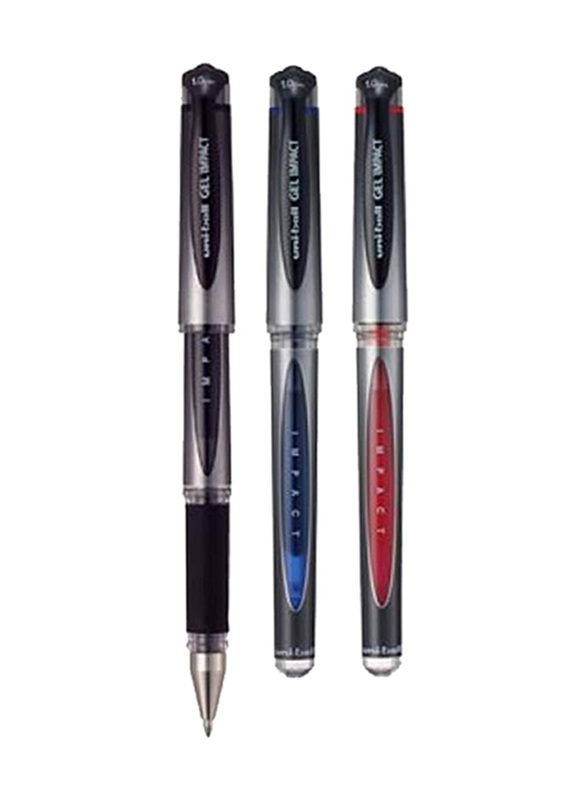 Uniball UM-153S Impact Broad Rollerball Pen, Black/Blue/Red