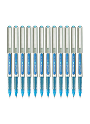 يوني بول 12 قطعة مجموعة أقلام حبر جاف آي فاين، 0.7 مم، UB157، أزرق فاتح