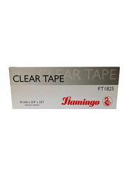 Flamingo Clear Tape, 3/4 inch x 25 Yards, 8 Pieces, Transparent