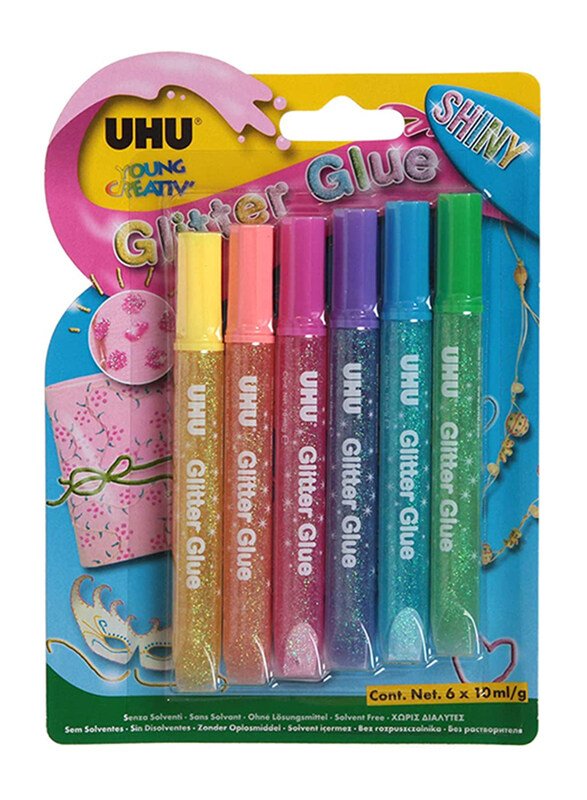 

UHU Glitter Glue Set, 6 x 10ml, Multicolour