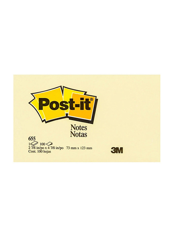 3M Post-It 655 Sticky Notes, 5 x 3-inch, Yellow