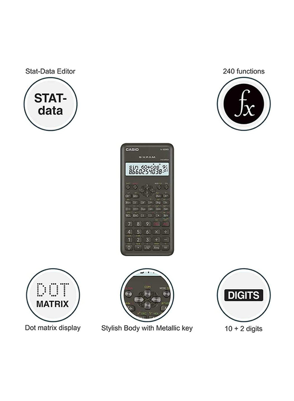 Casio FX-82MS 2nd Edition Scientific Calculator, Black
