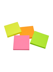 FIS Assorted Fluorescent Sticky Notes Set, 3 x 3 inch, 4 x 100 Sheets, FSPO334C400, Multicolour