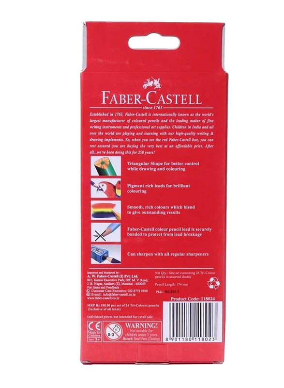 Faber-Castell 24-Piece Tri-Color Pencil Set, Multicolour