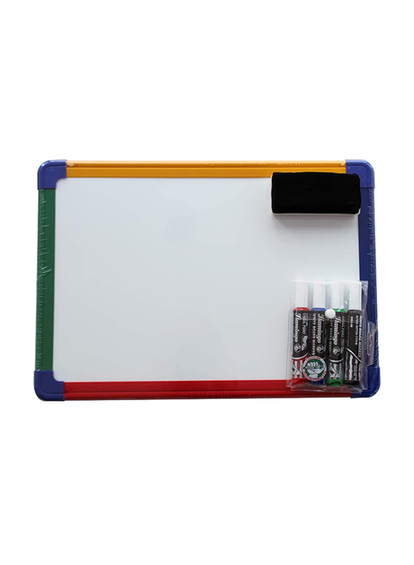 Constantino Double-Sided Magnetic Whiteboard with Markers and Magnetic Eraser, Multicolour