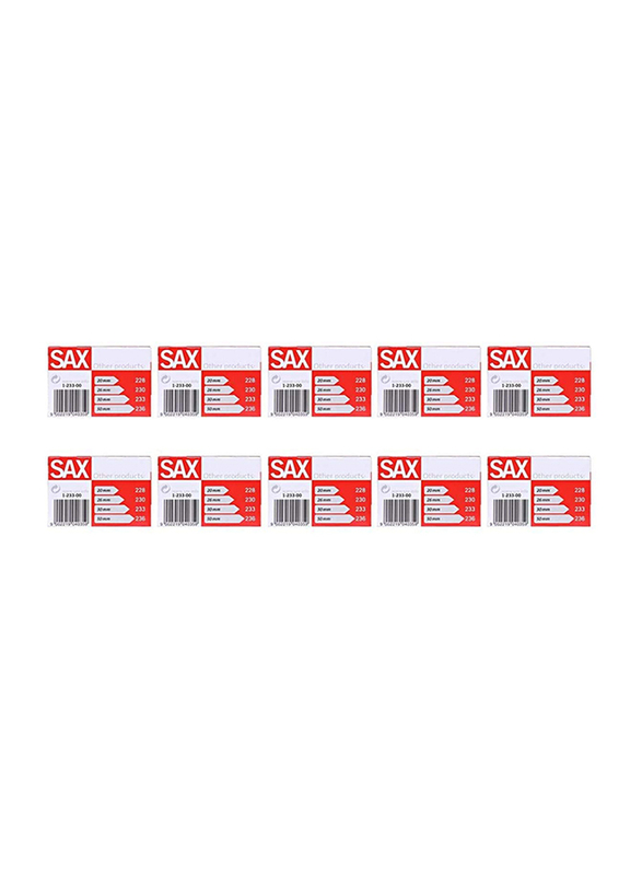 Sax 233 Paper Clips, 10 x 100 Pieces, 30mm, Silver