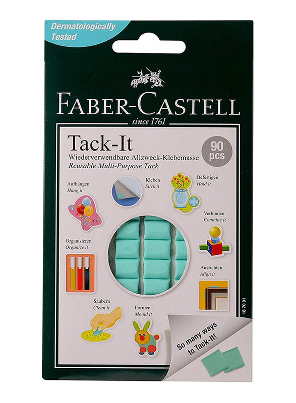 Faber-Castell Removable Adhesive Squares Tack-It, 90-Piece, Green