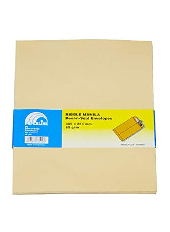 Paperline Indonesia 50 Peal & Seal Ribble Manila Envelop, Brown