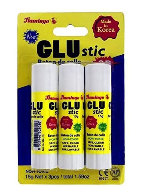 Flamingo Non-Toxic High Viscosity Glue Stick, 3 Piece, White