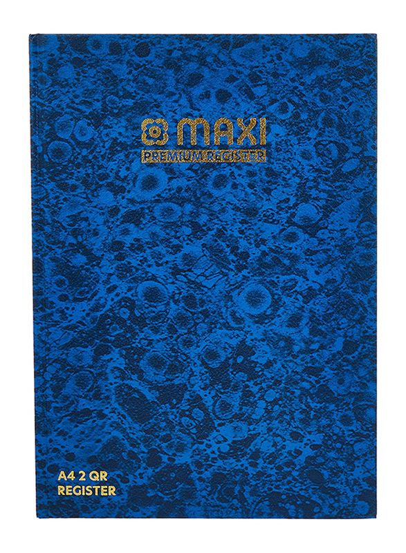 Maxi Premium Fool Scap Register Book, 21.59 x 27.94cm, 96 Sheets, 60GSM, A7 Size, Blue