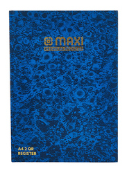 Maxi Premium Fool Scap Register Book, 21.59 x 27.94cm, 96 Sheets, 60GSM, A7 Size, Blue