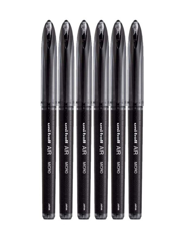 Uniball 6-Piece Air Micro Fine Rollerball Pen Set, UBA-188-M, Black