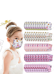 JZY-AD Printed Disposable Face Mask for Kids, Multicolour, 50-Pieces