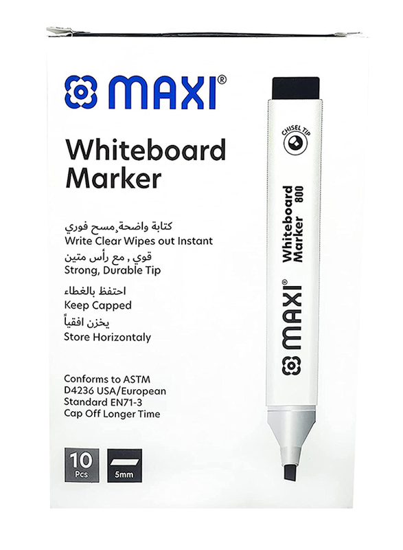 Maxi 10 Piece Whiteboard Marker, Black