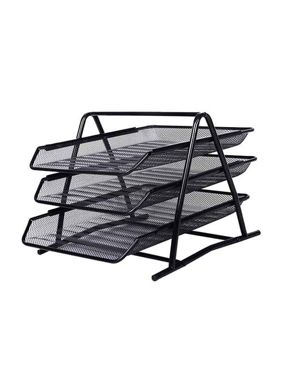 Mesh 3 Tier Letter Tray, Black